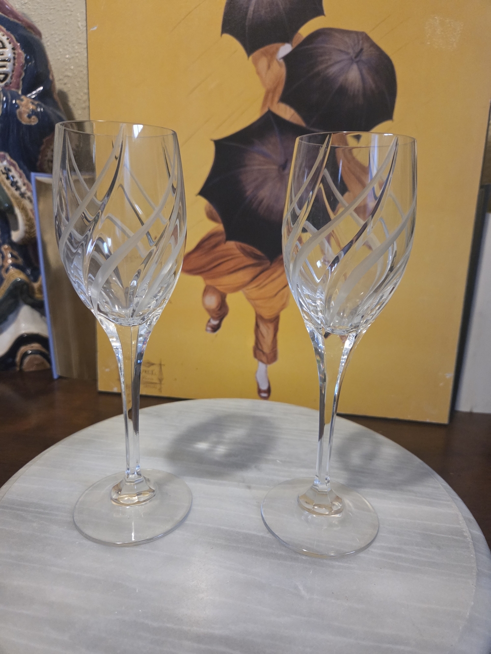 Mikasa Clear Etched Swirl Crystal Wine Glasses (Set of 2)